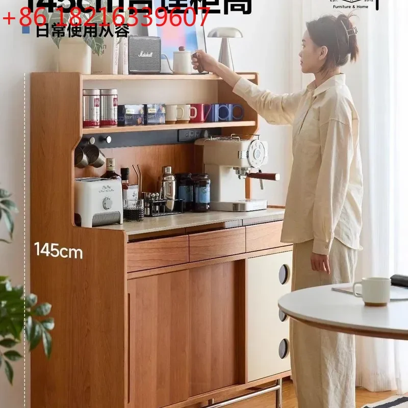 YAOSolid Wood Dining Sideboard Small Apartment Nordic Wall Mounted Modern Japanese Simple Restaurant Storage Cabinet Tea