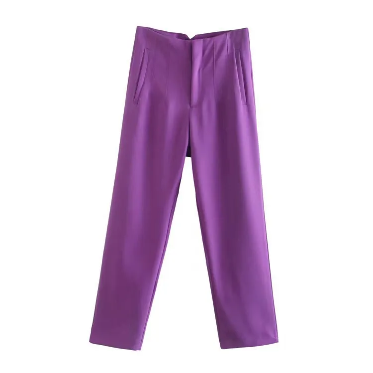Afslankende broek met rechte pijpen Dames casual broek Pure kleur geplooid Iets elastische formele broek Lange broek Zomer 2023