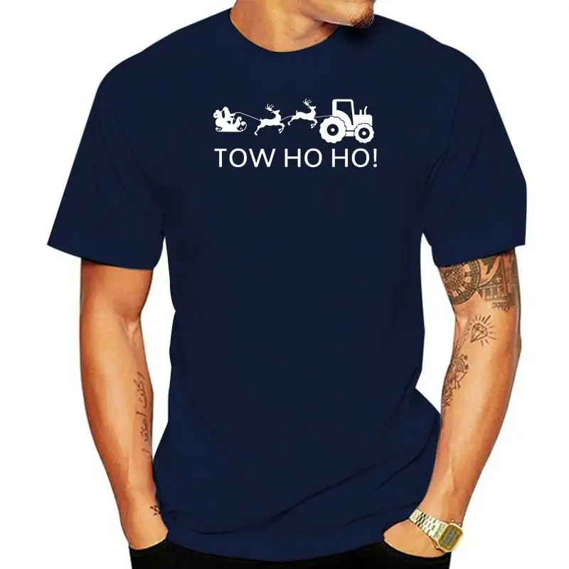 FARMING TOW HO HO CHRISTMAS T SHIRT FARMER TRACTOR PULLING SANTA XMAS DAY GIFT