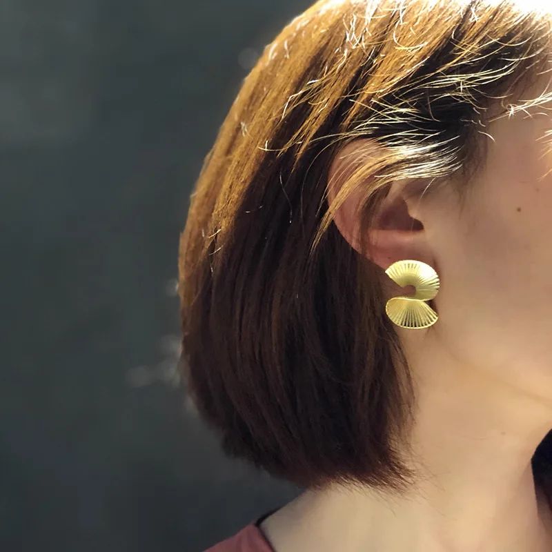 925 Sterling Silver Curved Geometry Earring for Women Girl S-Shaped Texture Unique Retro Jewelry Gift Dropshipping
