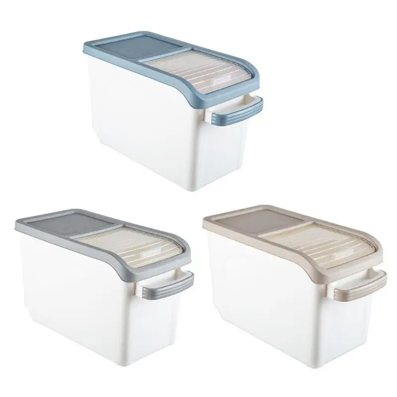 

Q6PE Rice Storage Container 10kg with Visible Window and Pulley for Home Kitchen Thick Rice Storage Box Grain Storage Box