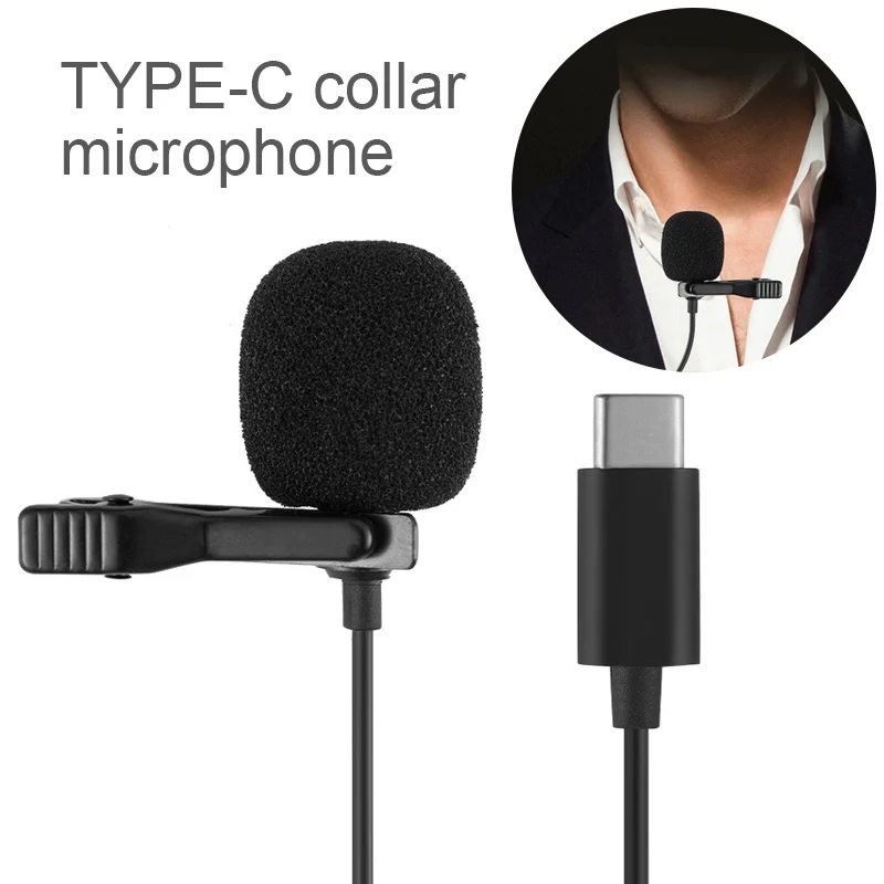 

Mini Microphone Mic USBC Type-C Mic Condenser Audio Recording for Android Smartphone Clip-on Metal Clip Live Studio Microphone