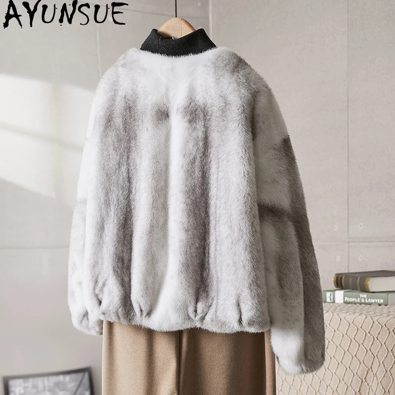AYUNSUE Giacca invernale in pelliccia di visone naturale Donna Girocollo Giacche in vera pelliccia per abbigliamento donna Visone intero di alta qualità Шуба Ж Dön......