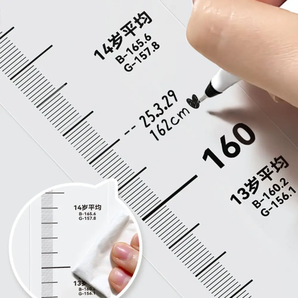2M Height Height Measurement Sticker Self-adhesive Removable Height Measuring Tape Transparent Waterproof Unisex Growth Chart