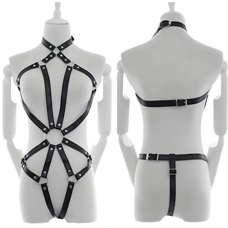 Cinturón Sexy de cuero Pu para mujer, arnés de cuerpo completo, corsé de cintura, Bondage, Bdsm, ropa gótica fetiche, accesorios exóticos