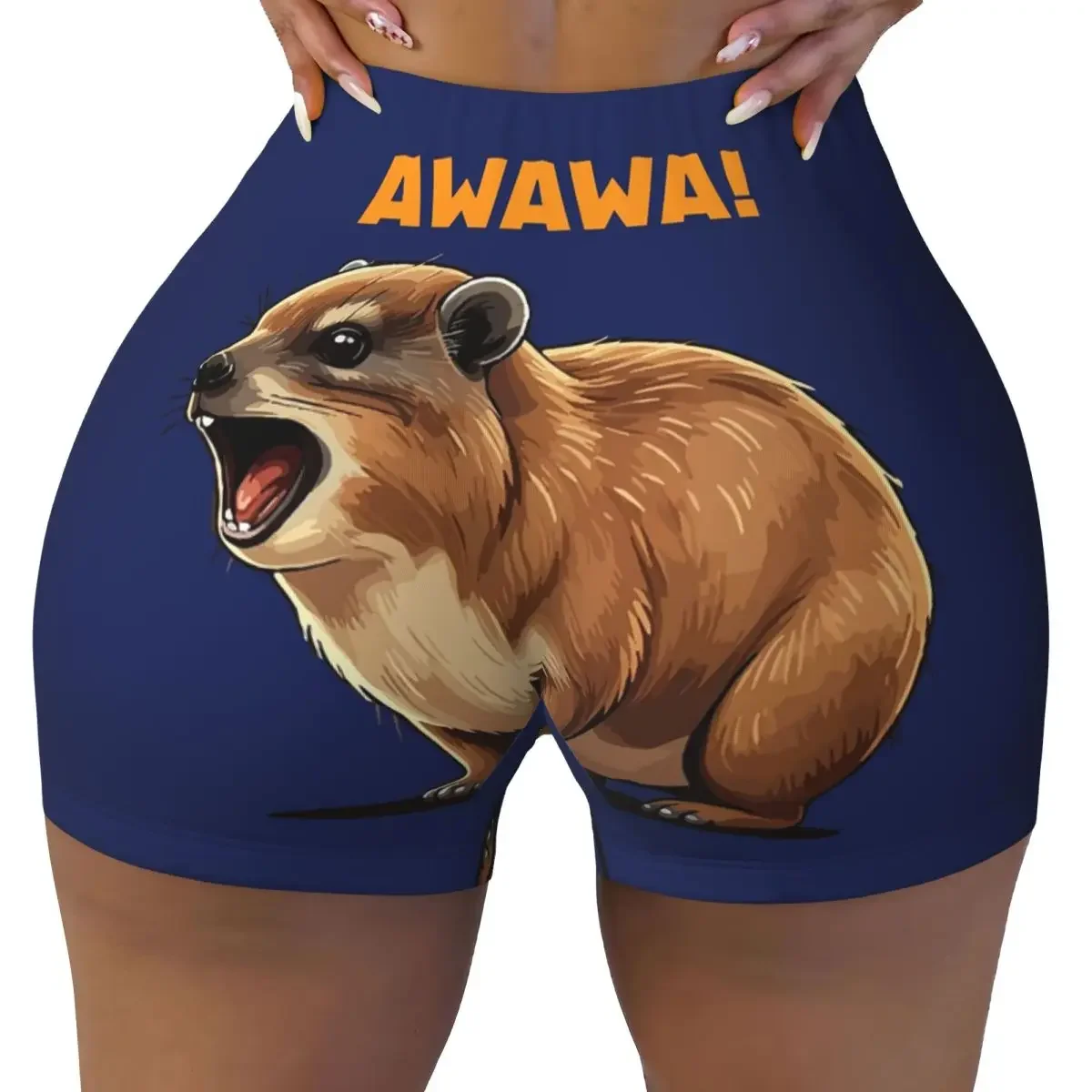 Custom Rock Hyrax Lover Awawa Groundhog Dassi Women Gym Workout Running Shorts Athletic Volleyball Biker Yoga Shorts