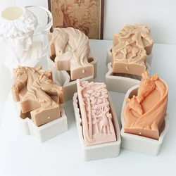 3D Double Head Horse Silicone Mold for Candle Making DIY Forest Elk Animal Scented Plaster Creative Christmas Ornaments Resin