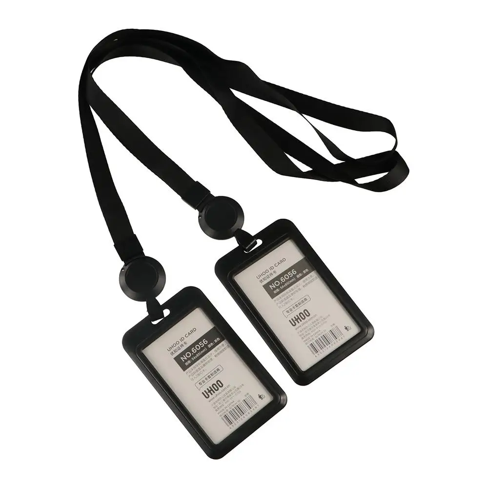 Black Retractable Badge Reel Name Card Business Card ID Card Holder Card Sleeve Exhibition Card Working Card Cover Hospital