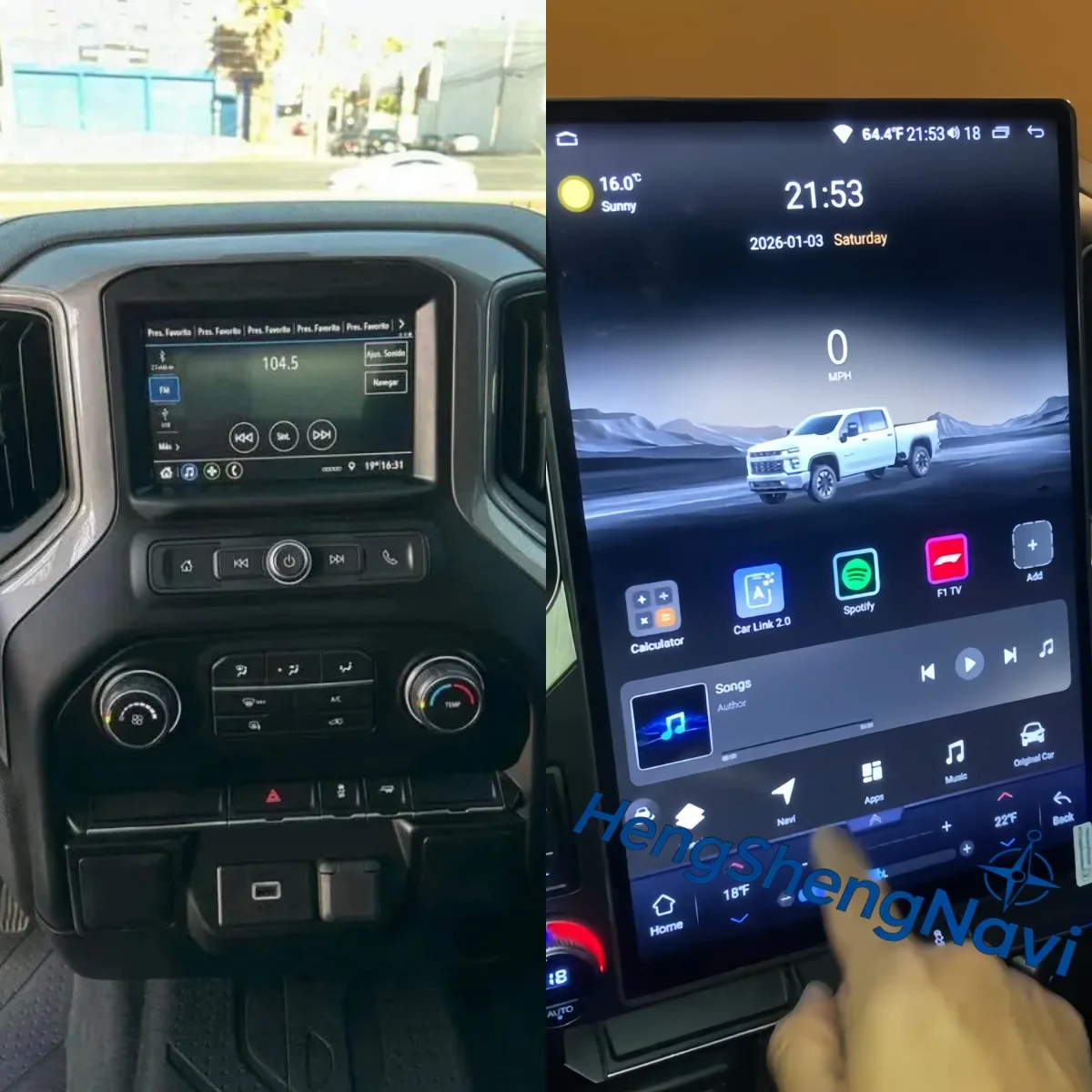 Radio para Auto de 15.6 Pulgadas para Chevrolet Silverado GMC Sierra 2019-2023, CarPlay Inalámbrico, Android Auto, GPS, FM, DSP, Plug and Play