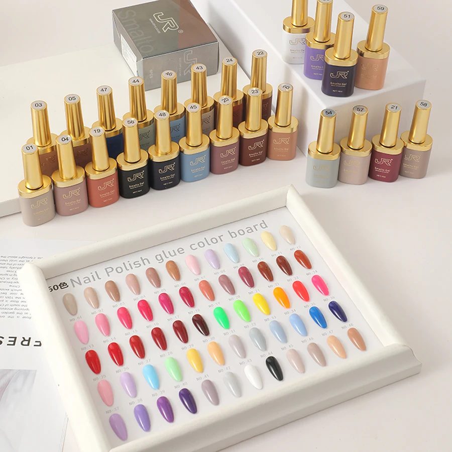 JR 6 ชิ้น 16 มิลลิลิตรเจลเล็บชุดรวมทั้งสีแดงสีชมพู Nude Gel ชุด UV LED Soak Off ภาษาโปลิชคําบ้าน DIY top coat base coat ของขวัญ