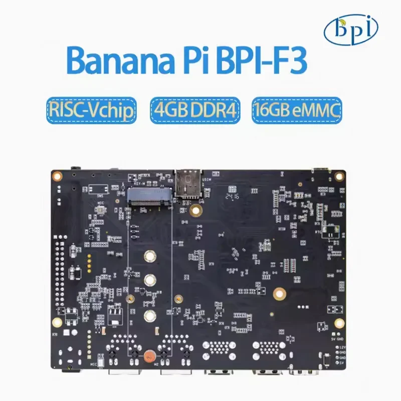 Banana Pi BPI-F3, SpacemiT K1,8 Core RISC-V Chip,4G LPDDR4 16G EMMC,2.0TOPs AI Computing Power Development Board