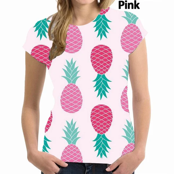 Women's T-shirts For Girls Fruit Pineapple 3D Print T Shirt Summer Fashion Casual Street Short Sleeve Loose Blouses