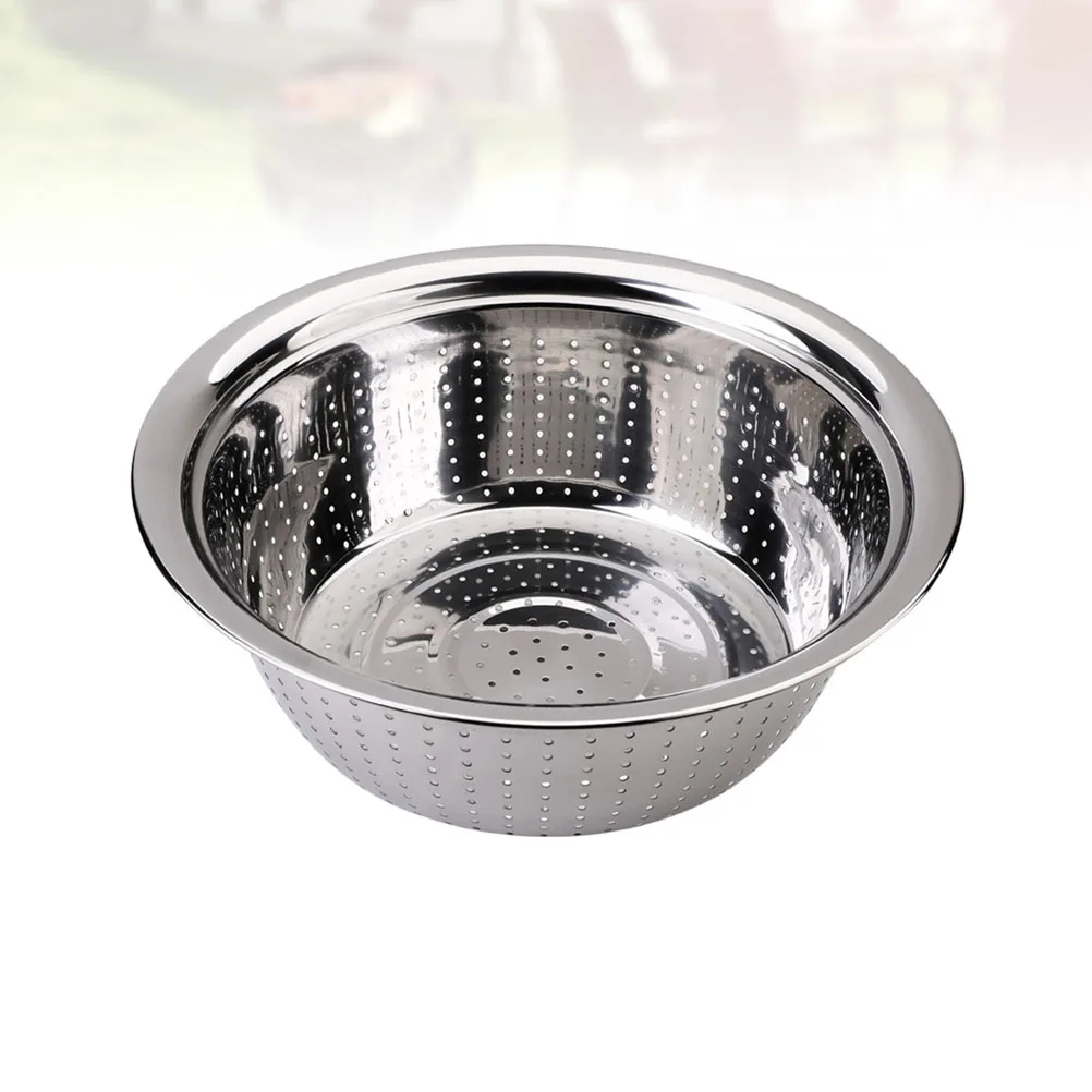

1Pcs Stainless Steel Vegetable Basket 30Cm Round Drain Hole Design Rust Free Dishwasher Safe for Pasta Meat Seafood Washing Home