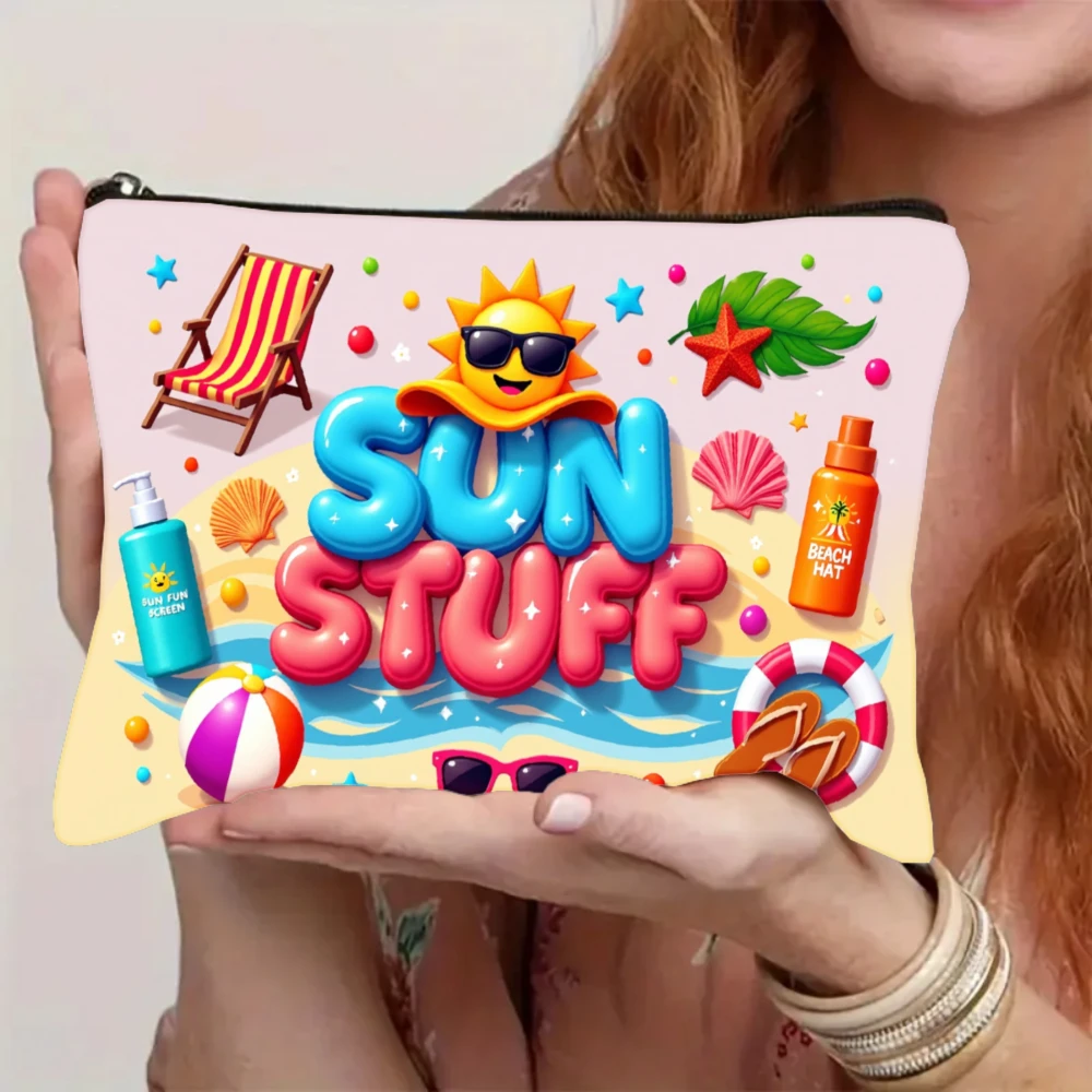 

Summer Beach Sunscreen Storage Multifunctional Portable Cosmetic Bag Gift for Travel Camping Cosmetic Bags with Zipper Closure