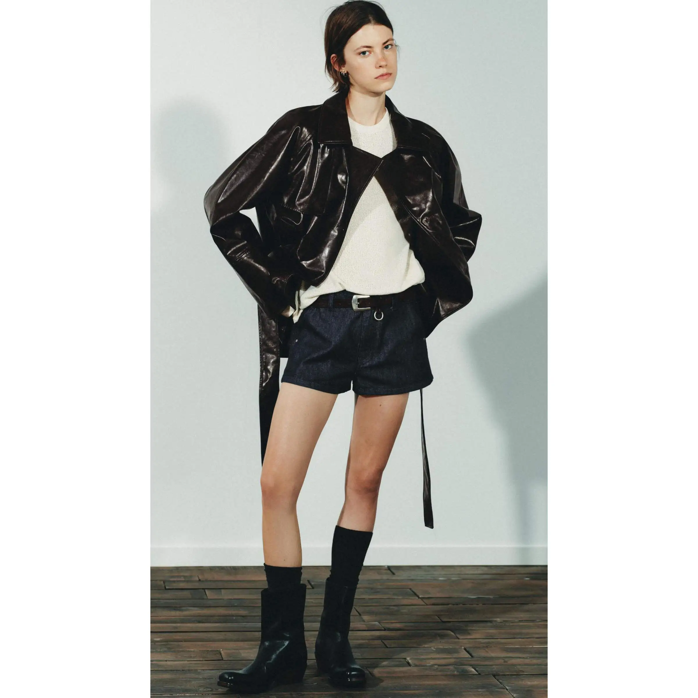 iny Vita-Cinching ort Pelle Jaet Donna Faionable Versatile Autunno Nuovo arrivo 2025 Sle Calda fibra di poliestere