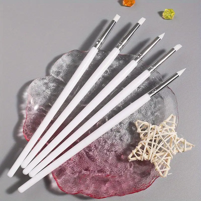 5-teiliges Professionelles DIY-Maniküre-Set: Silikon-Nagelbürste, UV-Gel-Polierer, 3D-Bild-Dotting-Pinsel – Detail 6