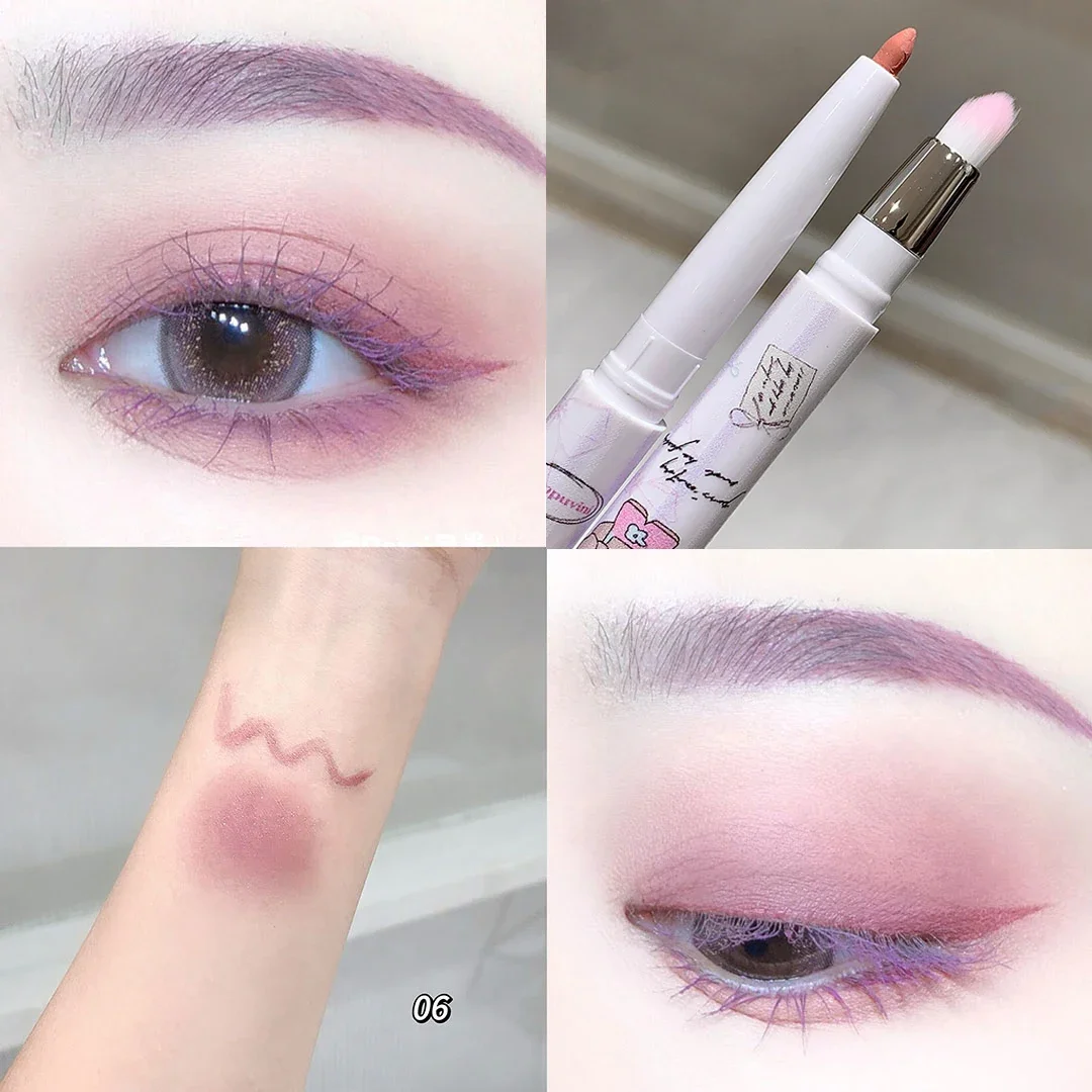 Gel per eyeliner all'uva perlescente con pennello misto liscio come la seta tè marrone rosa sdraiato baco da seta ombretto matita per eyeliner impermeabile
