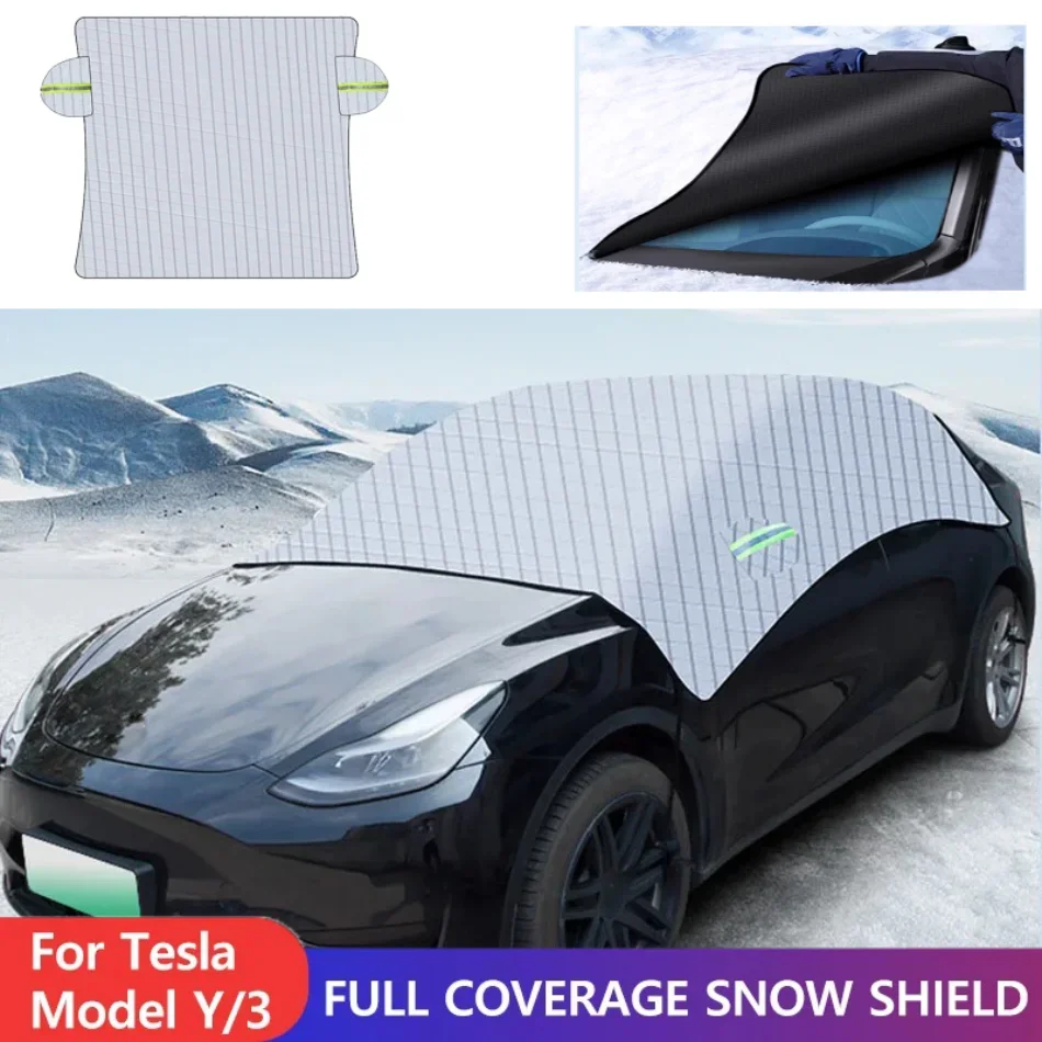 Car Front Windshield Snow Cover for Model 3 Y 2021-2025 Ice and Snow Side Mirror Protector UV Sun Visor Auto Accessories