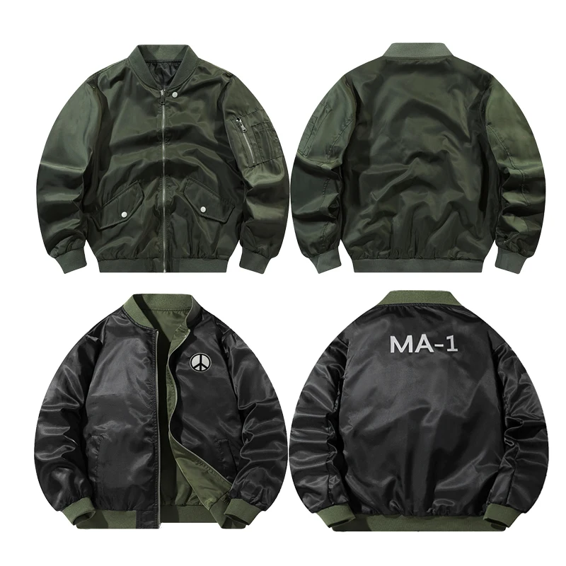 

Fall/Winter MA1 Pilot Double sided Jacket Men's Casual Loose American Baseball Jacket Mountaineering Outdoor Hiking Hunting Coat