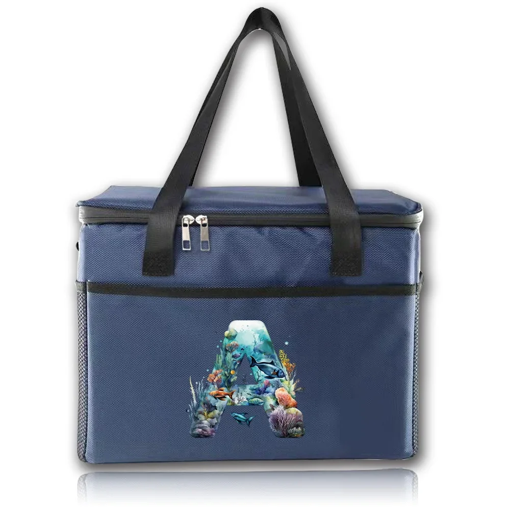 Cooler Bag Waterproof Box Portable Food Storage Boxes Hygiene-Friendly Organizer Handbag for Men and Women Fish Letter Series