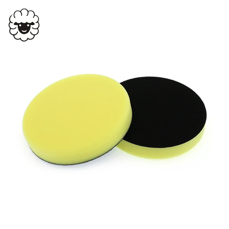 1000 Sheep 5 Inch Foam Polishing Pad Hook and Loop 130mm Yellow Medium Cutting Foam Buffing Pads