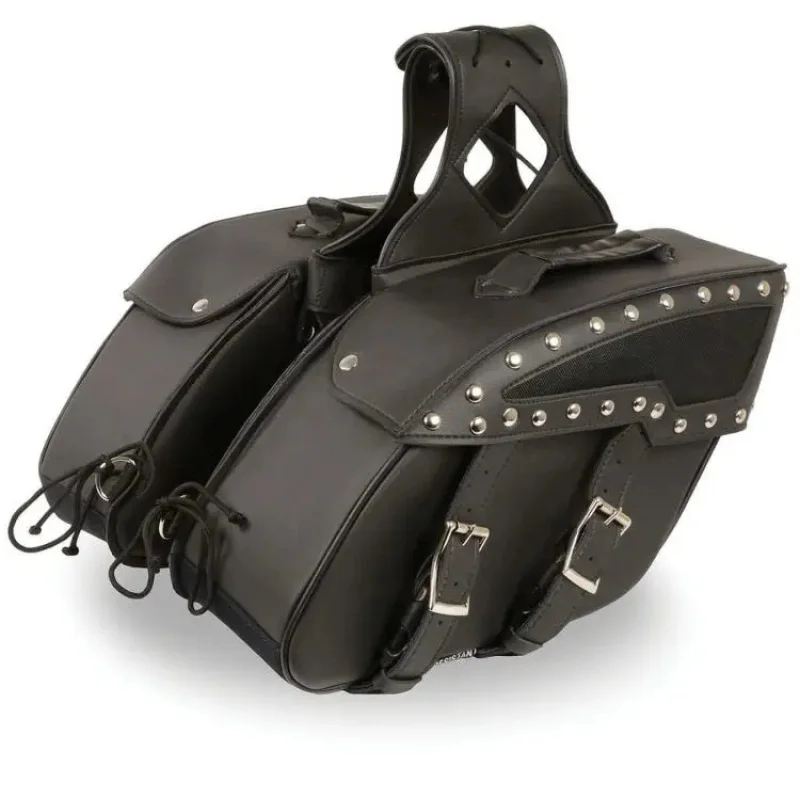 Picture 3: Motorcycle PVC Saddlebags Custom Side Panniers Storage Bags for Harley Davidson Cruiser Touring Accessories