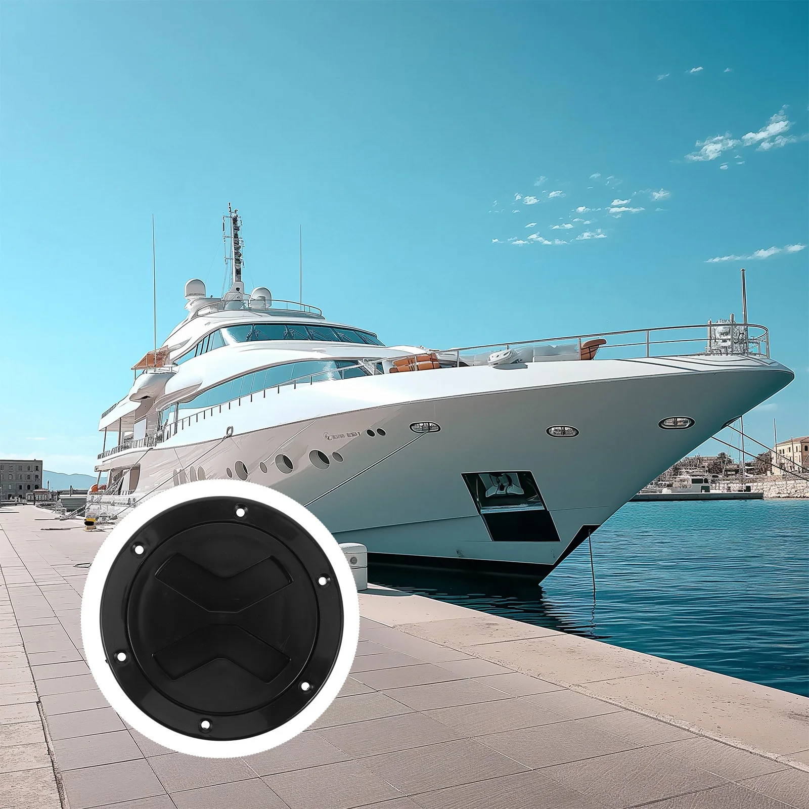 

Boat Deck Plate Hatch Cover 13.7Cm 5.38" Round Non-Slip Waterproof Marine Hatch Lid For Yacht Kayak Inspection Access