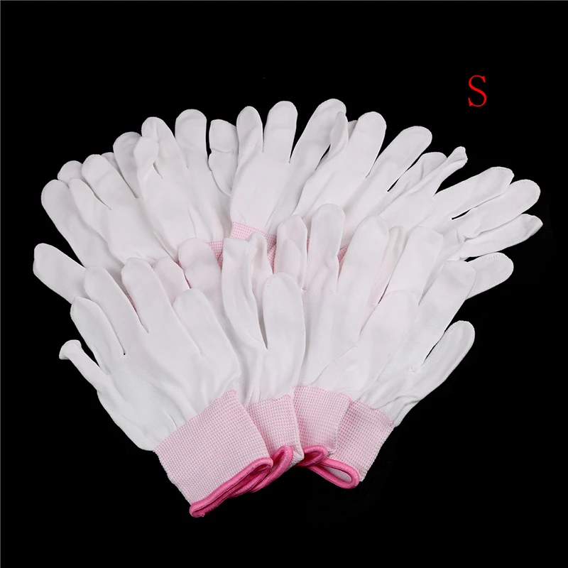 5Pairs Quilting Gloves For Free-Motion Quilting Working Gloves White Nylon Sewing Glove With Grip Fingertip For Crafting Quilter