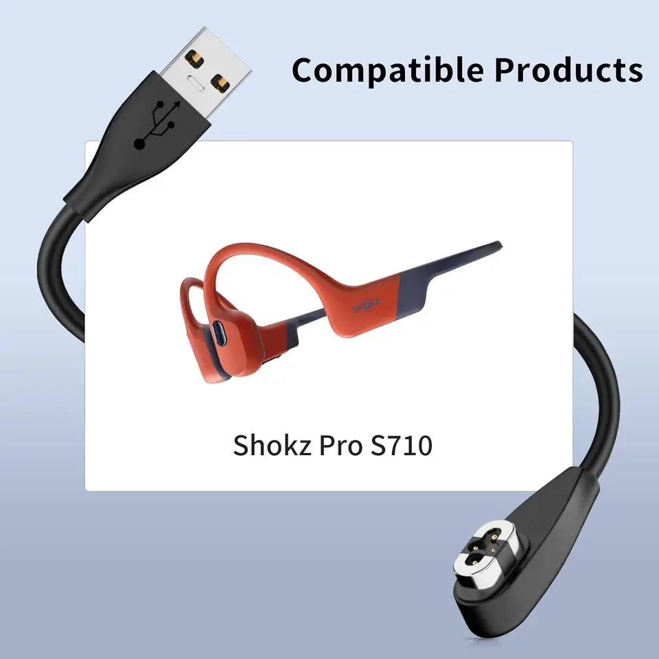 Shokz OpenSwim Pro 骨伝導ヘッドフォン用 USB 充電ケーブル