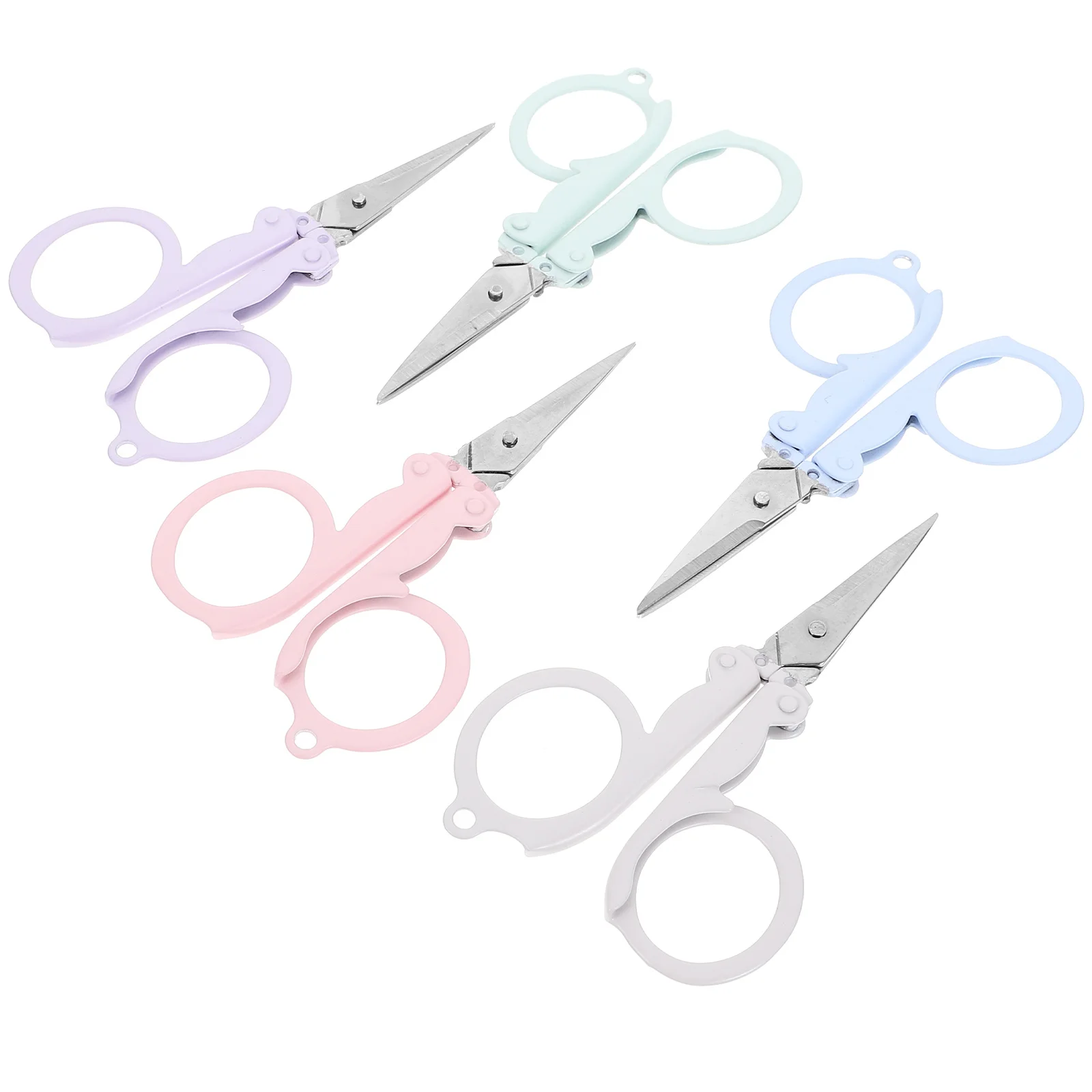5Pcs Folding Scissors Compact Travel Scissors Small Portable Sewing Yarn Thread Cutter for Home Office Classroom Use