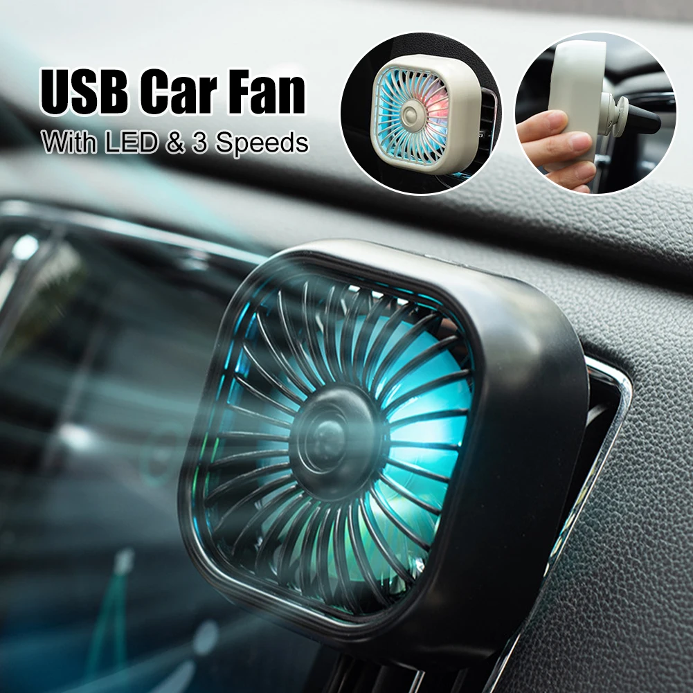 New Car Air Outlet Fan Usb Creative Dazzle Little Fan Car Light Small Fan Auto Cooling for Rear Seat of Automobile Accessories