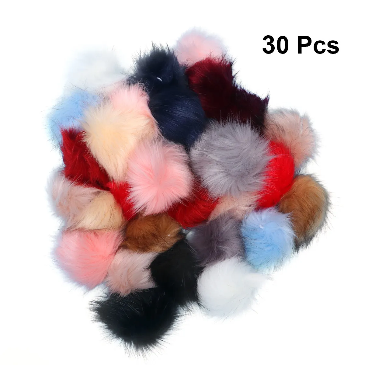 

30Pcs Simulated Hairballs Pom Rubber Band Key Chain Backpack Pendant Decoration Craft Poms Ornament for