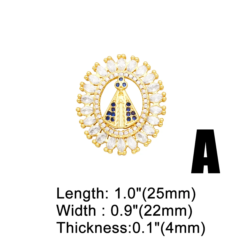 Clearance Trendy Crystal Virgin Mary Pendant for Necklace Copper Gold Plated Religions Jewelry Making Supplies Wholesale pdta961