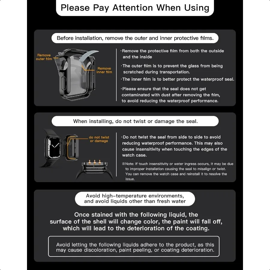 2 حزمة حافظة مقاومة للماء لسلسلة ساعات أبل SE 6 5 4 40 ملم حافة مستقيمة PC ممتص للصدمات مع واقي شاشة من الزجاج المقسى 360 Pr