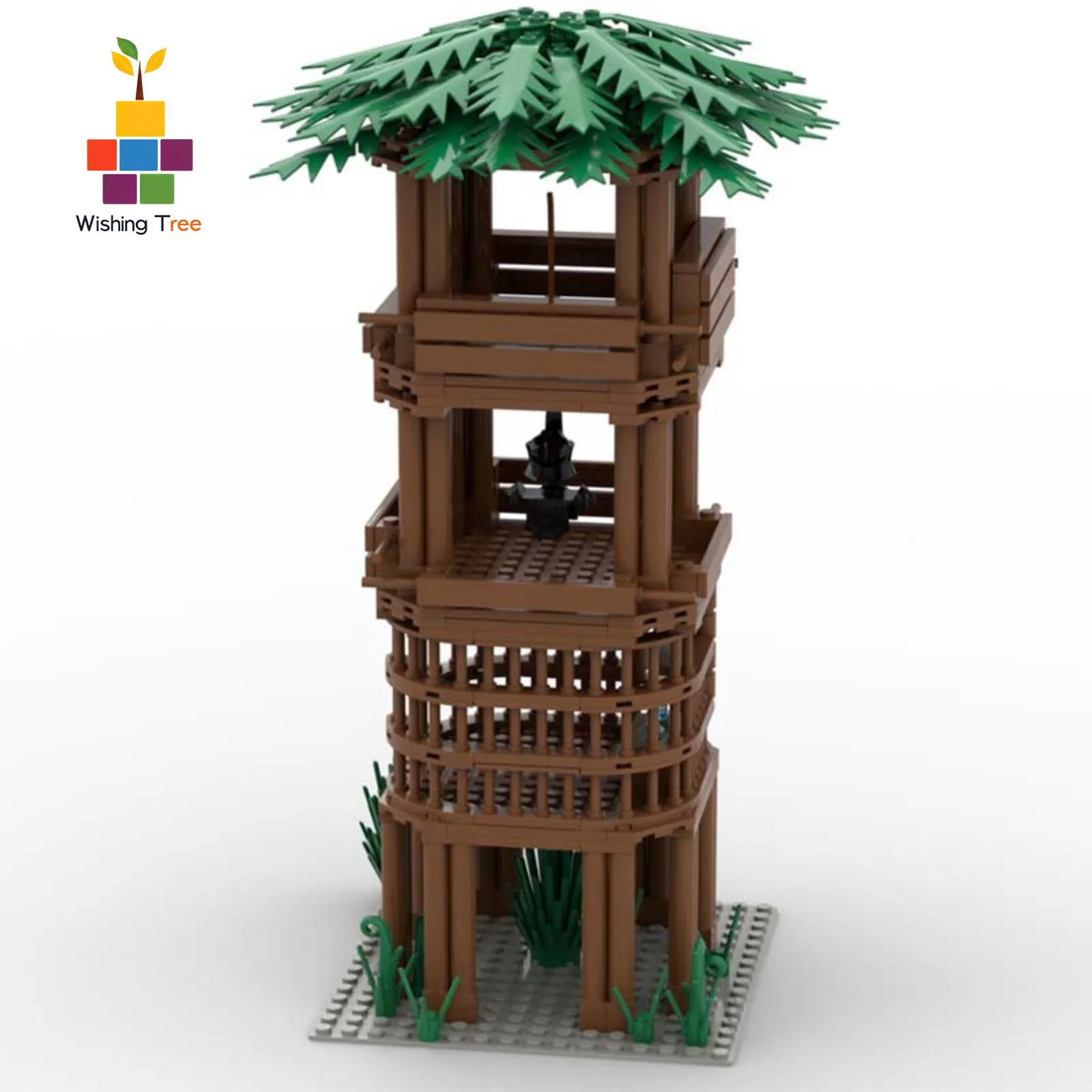 Kompatible Mini-Bausteine, antikes Holzturm-Modell, pädagogisches Spielzeug für Kinder