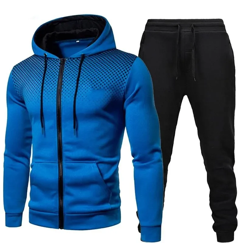 Fashion Men Solid Sport Jogging Suits Autumn Zipper Jacket and Pants 2PCS Sets Male Personality Jacket Tracksuits