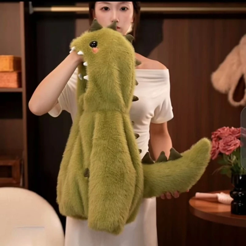 2025 Winter New Hot Selling Dinosaur Hoodie with Thick Velvet and Warm Cotton Jacket