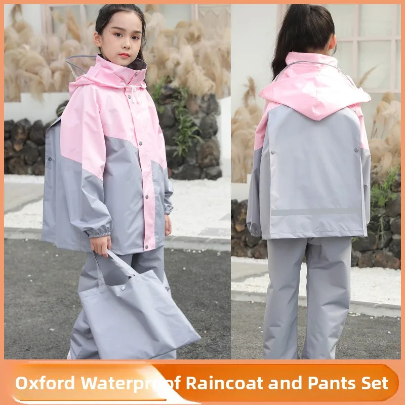

Children's Raincoat And Rain Pants Set School orm Sle Boys And Girls Separate Rain Poncho for School Going Kids