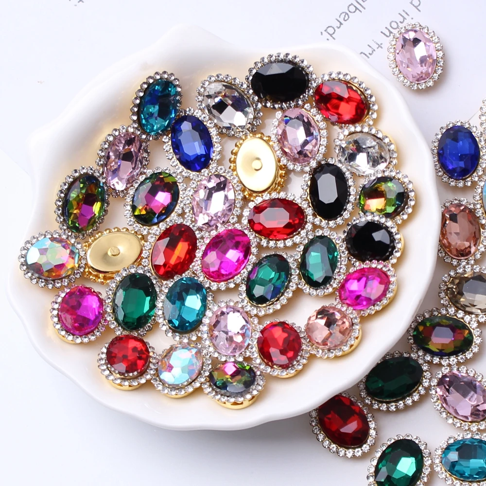 High Quality Glass Rhinestone Bulk 10x14mm 200pcs Oval  Claw Gemstone Jewelry Hand Sew On DIY Material Clothing Accessories