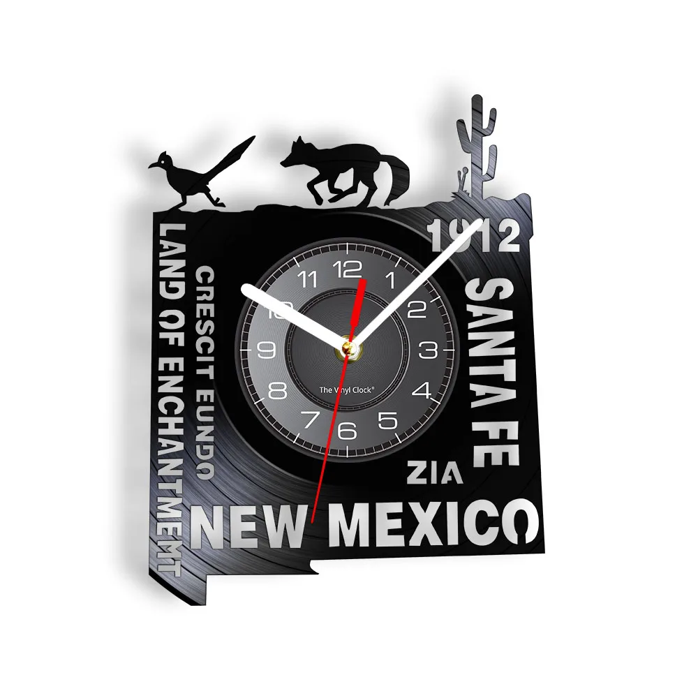 Land of Enchantment USA Home State Sign Wall Clock Santa Fe Vinyl Record Wall Clock Living in New Mexico Housewarming Clock Gift