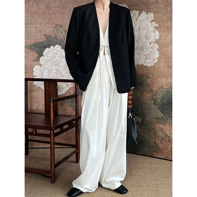 

Chinese Style Senior Sense Suit Jacket for Women Fake Two Jacquard Front Suit, Personality Casual Professional Style New 2024