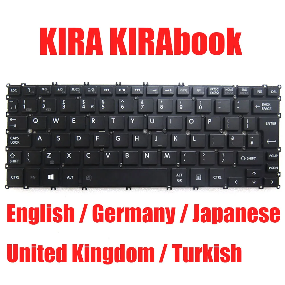 

UK TR JP GR US For Toshiba KIRA KIRAbook United Kingdom Turkish Japanese Germany Black With English Backlit Laptop Keyboard New