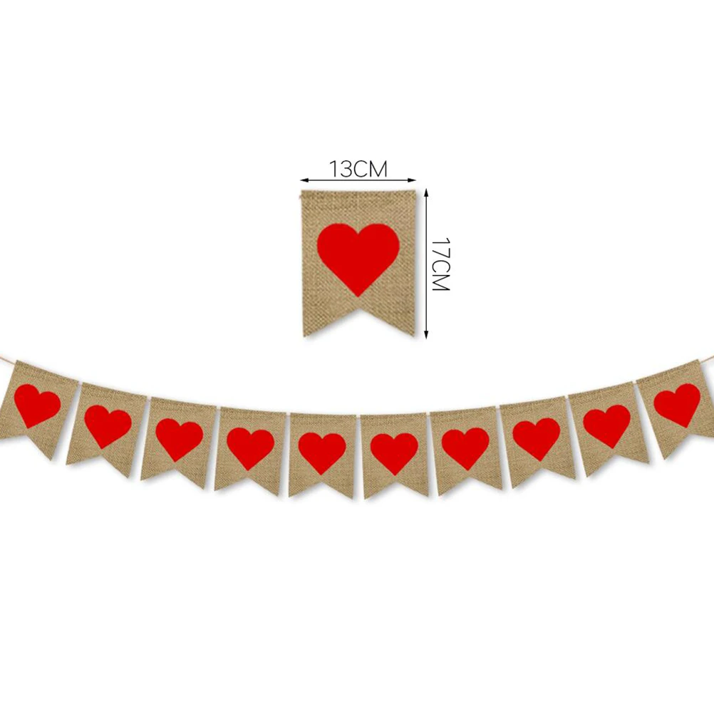 

2 pcs Heart Shaped Banner Decorations Red Love Heart Bunting Hanging Pendant Photo Prop Valentine Engagement