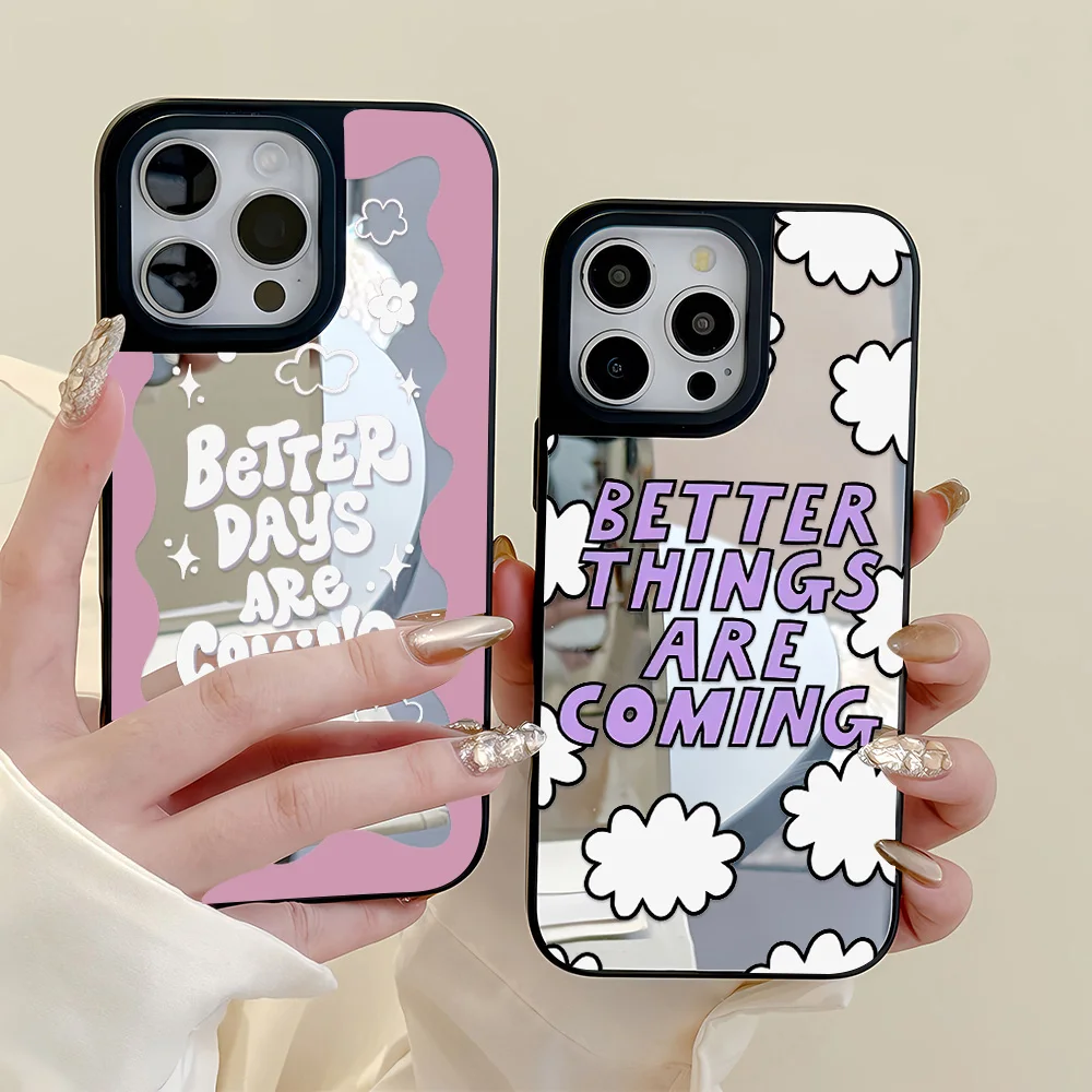 เคสโทรศัพท์ลายแฟชั่นพร้อมกระจกเงา สำหรับ iPhone 16 Pro Max, iPhone 11, 12, 13, 14, 15 Pro Max เคสซิลิโคนนิ่มกันกระแทก