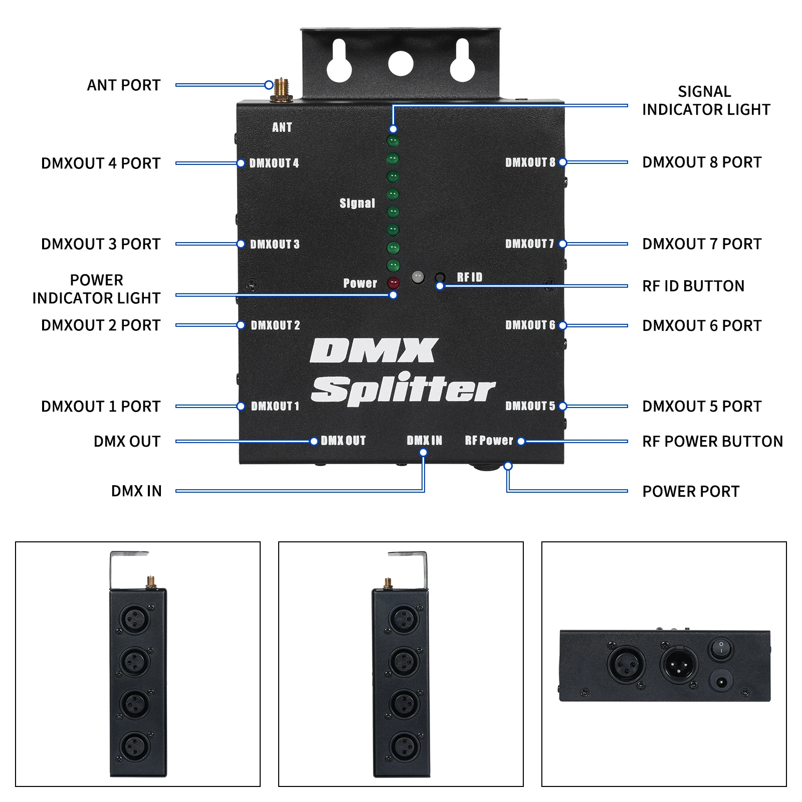 DMX512 Signal Amplifier Wireless LED Lighting Controller for Stage Light Theaters Theme Parks Dance Halls Bars