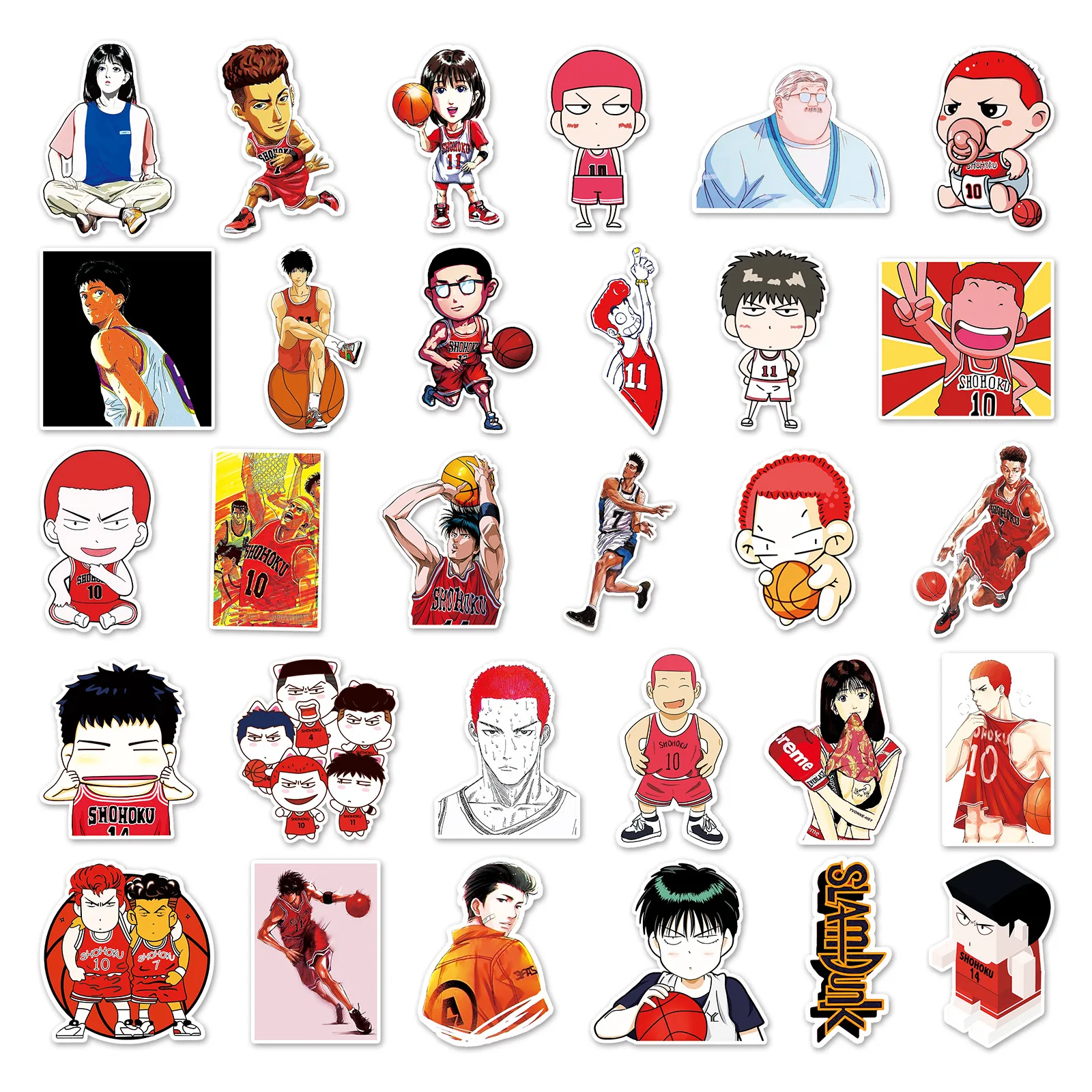57/30/10PCS Hisashi Mitsui Ryota Miyagi Rukawa Kaede Anime Peripherals Q Version Suitcase Personality Skateboard Cup Stickers