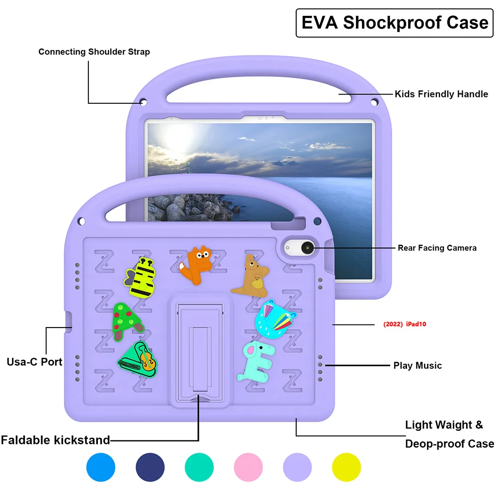 Cartoon LetterTablet Case For iPad Pro 2020 2018 Air 4 5 2022 EVA New Material For iPad Pro Air 2024 11inch With Pen Slot Slot