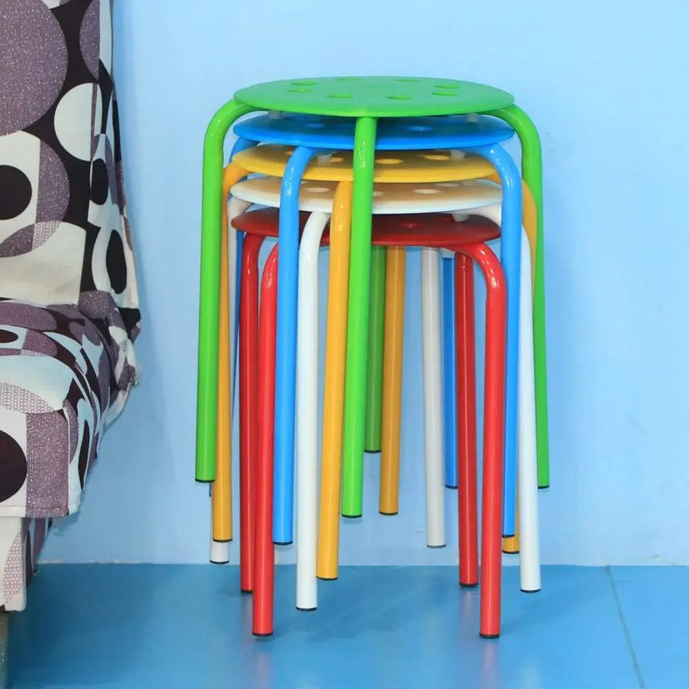 Sala de aula plástico empilhável fezes Set, Azul Verde Vermelho Amarelo Barstool, 17,3 "Altura Wiggle Empilhável Stack fezes, 5