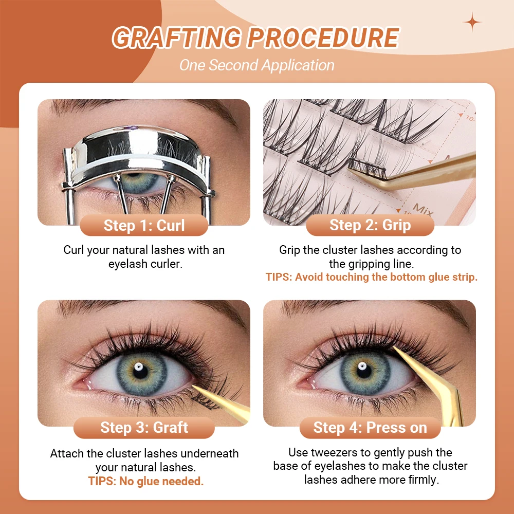 Lashtalk 1 caixa estilo fofo autoadesivo diy cílios anime clusters naturais 60 clusters sem cola e removedor precisa de imprensa de um passo