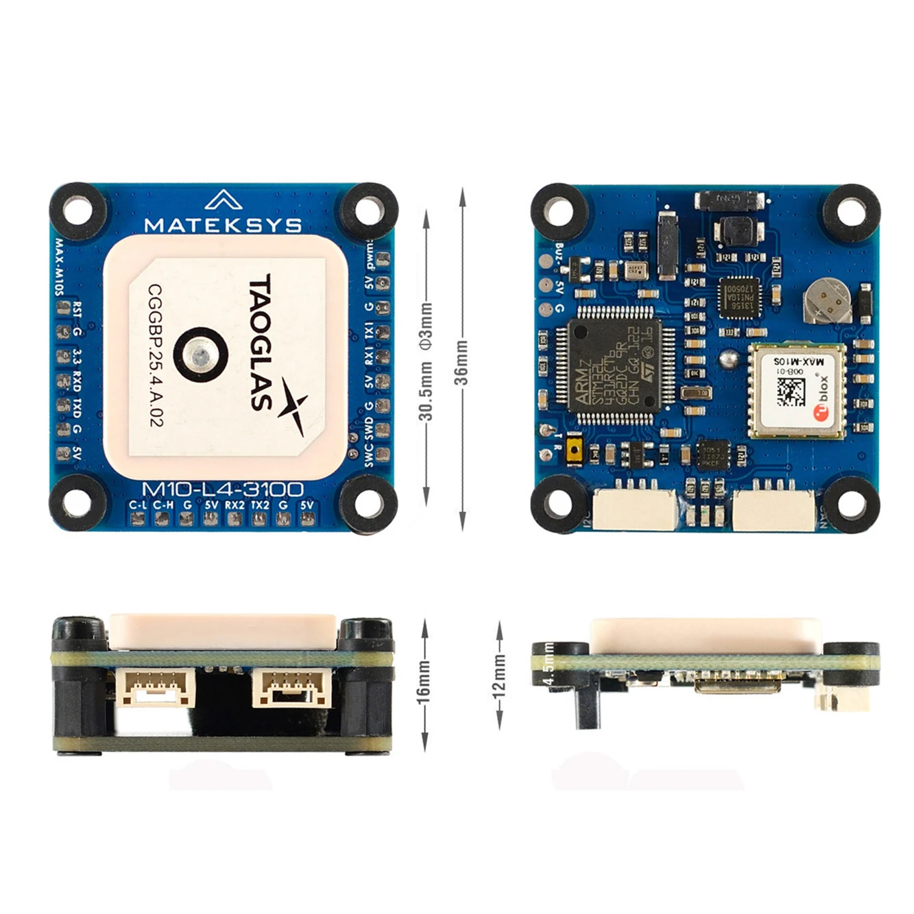 Matek Systems AP_Periph M10-L4-3100 GPS GNSS U-Blox MAX-M10S With AirSpeed Sensor SPL06-001 Module For RC FPV Racing Drone